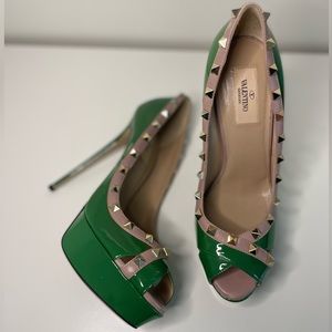 VALENTINO Patten Leather Peep Toe Heel